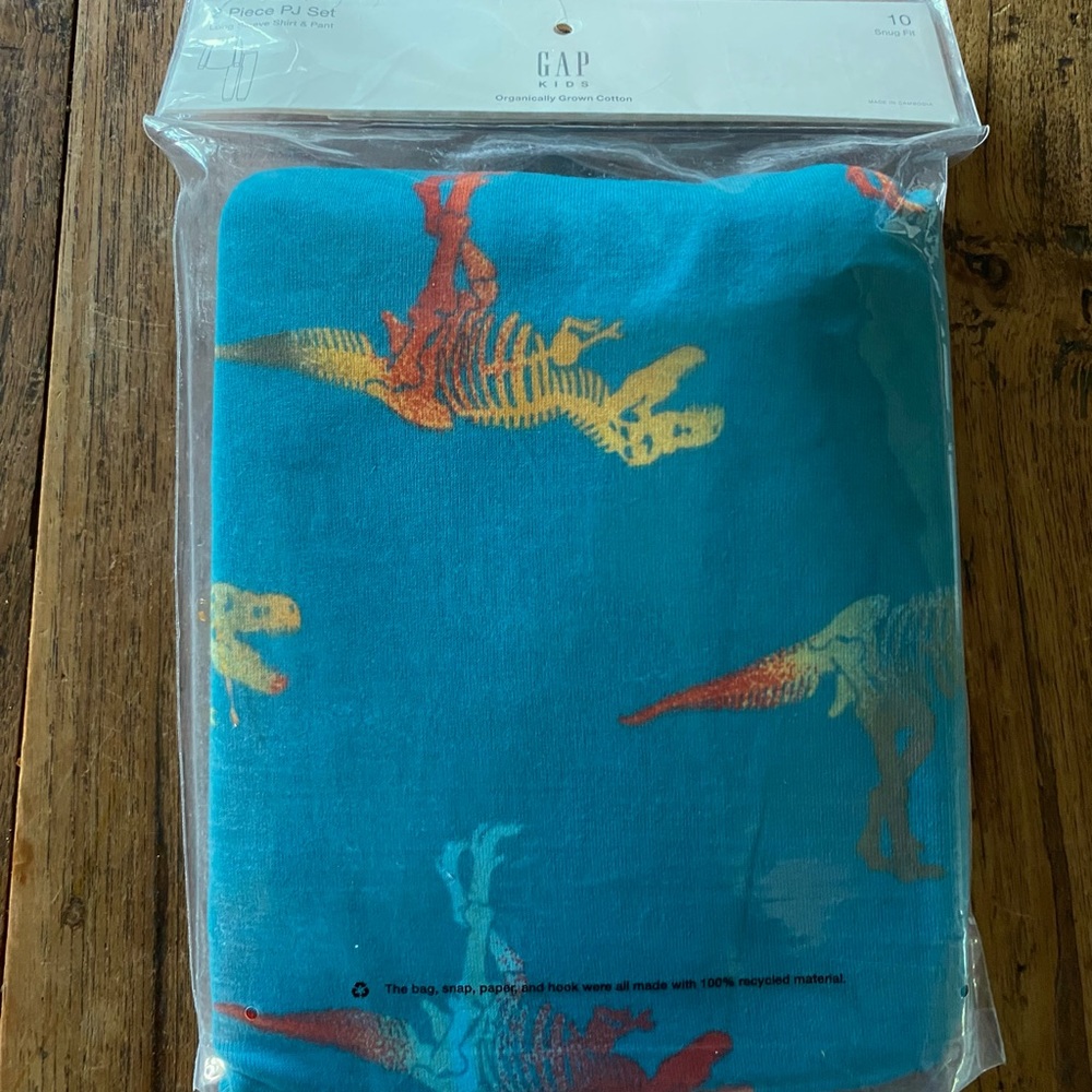 Gap kids organic 2 piece PJ set dinosaur sz 10